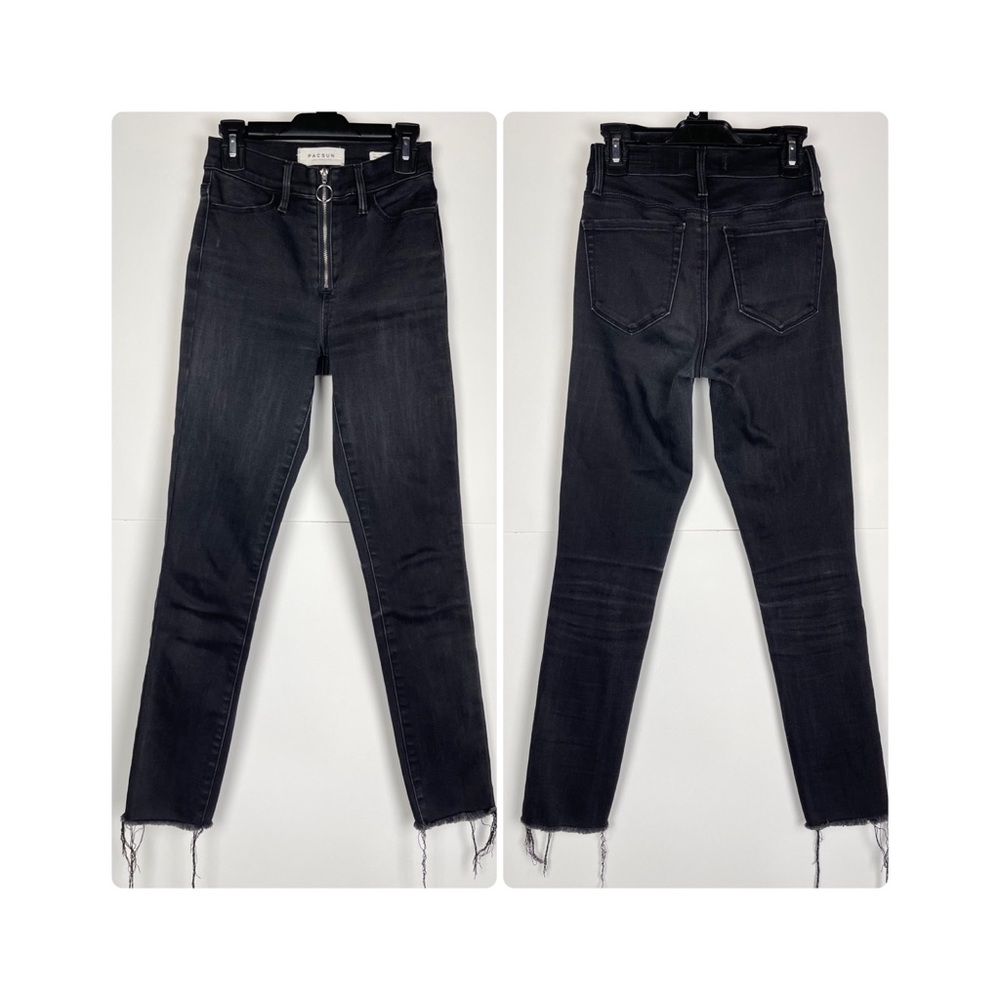 PACSUN Super High Rise Jegging  Raw Hem Washed Black Jeans Size23